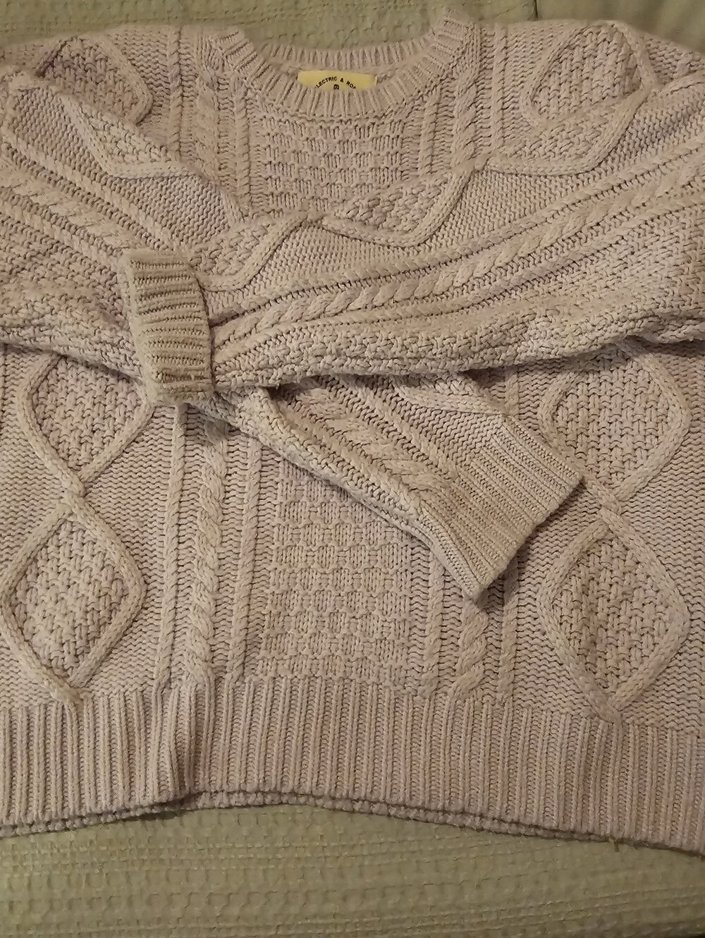Electric & Rose Cream Cable Knit Crewneck Sweater